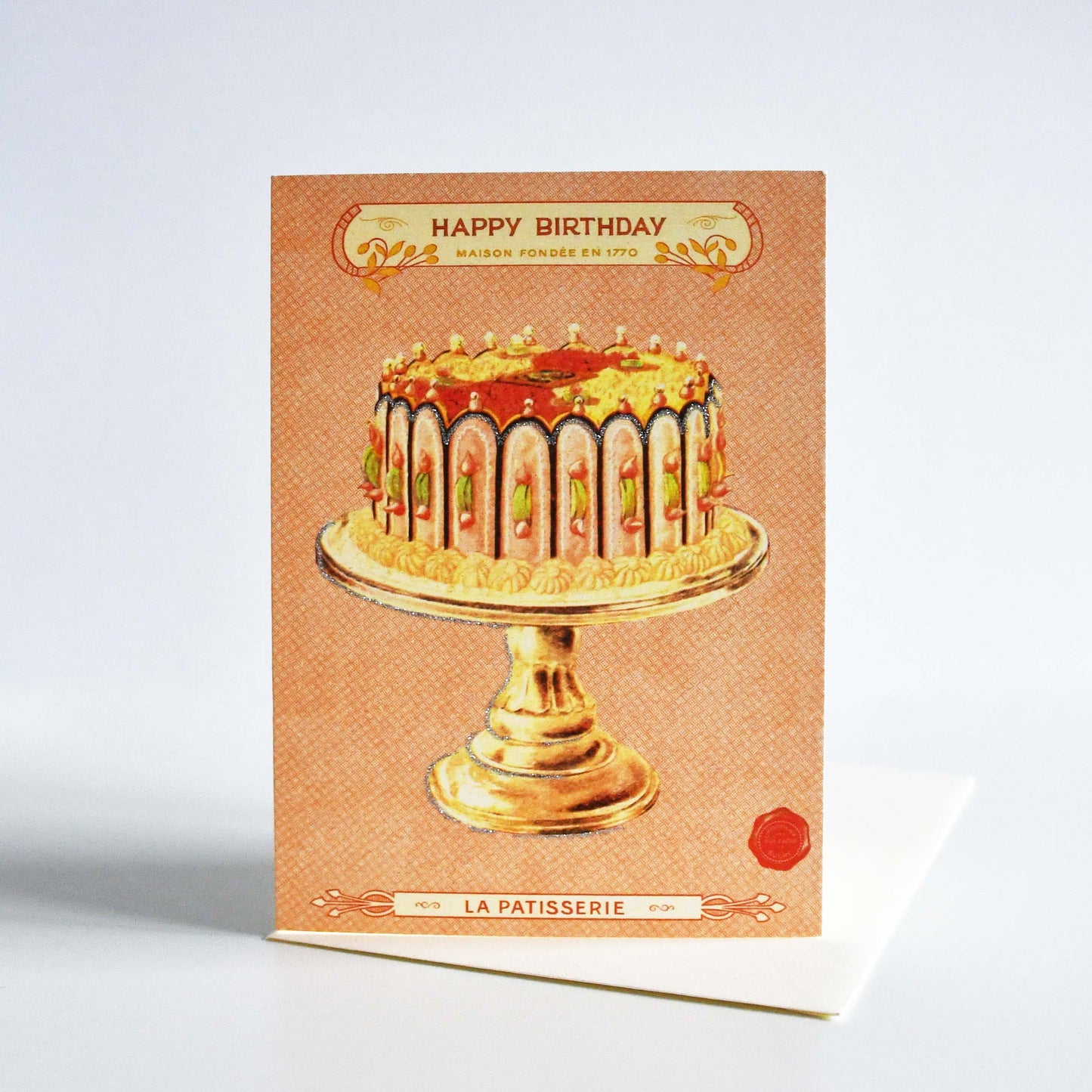 Cavallini&Co. ビンテージポストカード LA PATISSERIE Cake Happy Birthday