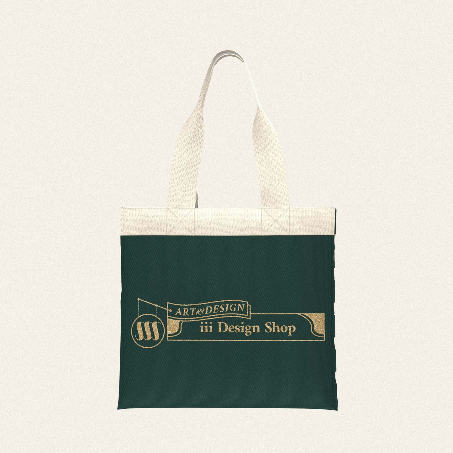 iii Original Logo Tote Bag - Dark Green x Gold